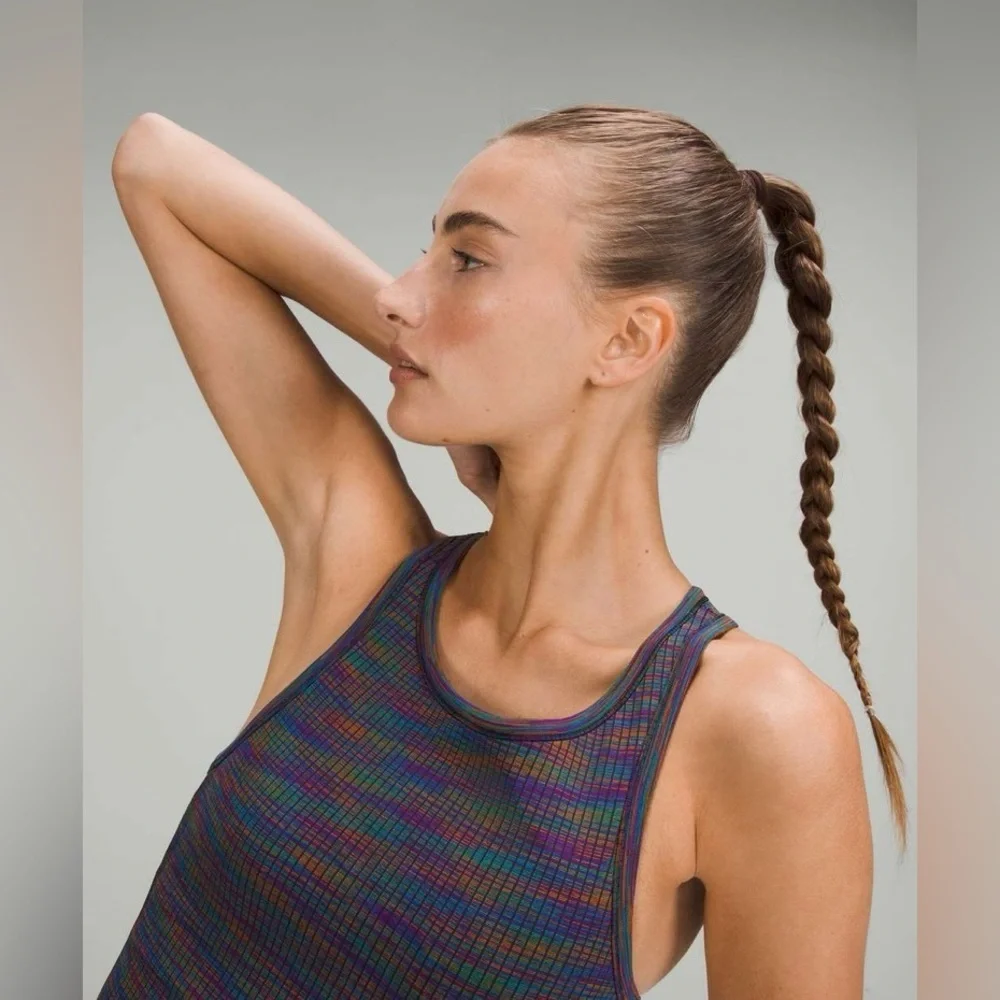Lululemon Ebb to Street Racerback Multicolour Crop Tank Top in Rainbow Multi